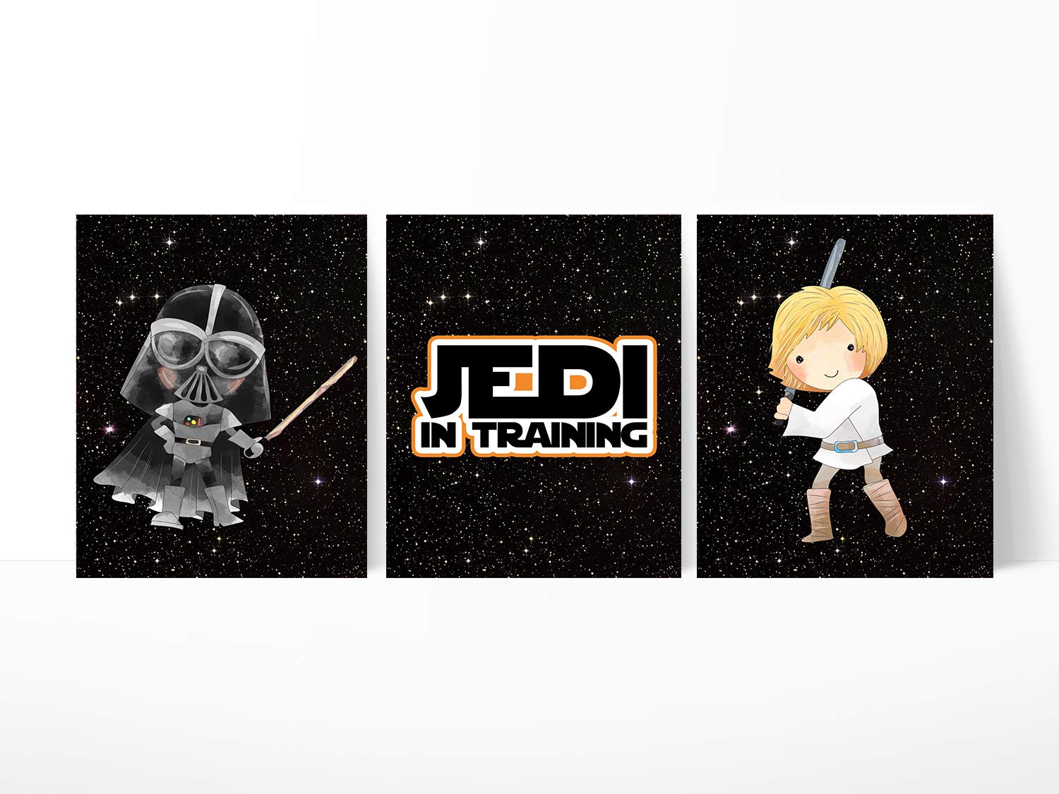 Silly Goose Gifts Jedi in Training Star Themed Wall Art Decor (Set of Three)