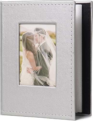 Miniatura 28 de RECUTMS - Álbum de bolsillo de 100 bolsillos 4x6, pequeños álbumes de fotos, páginas blancas, álbum de fotos vertical, álbum de boda, álbum de fotos