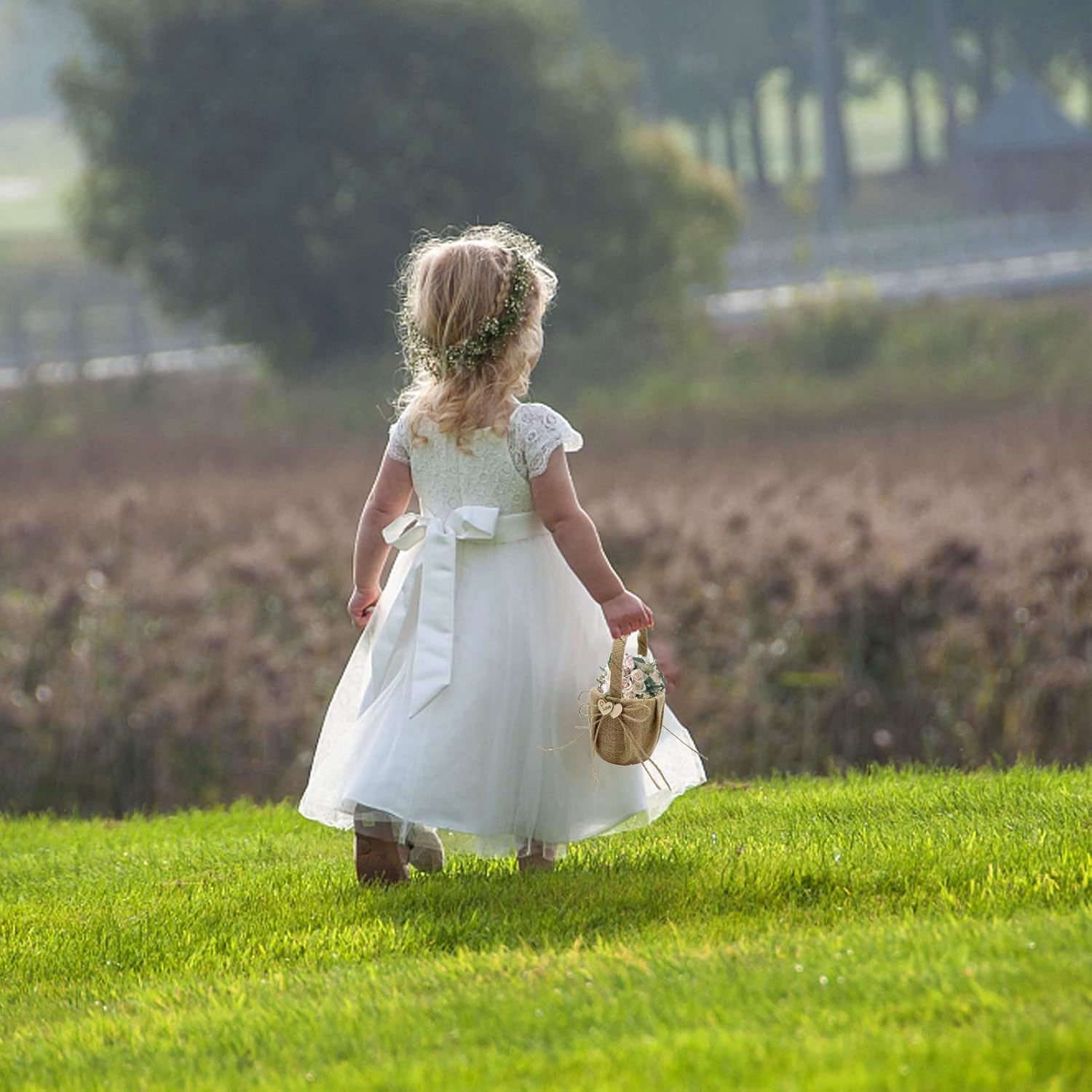 Wedding Flower Basket Pillow Cards Petals Storage Satin Ribbons Girl Decoration Supplies