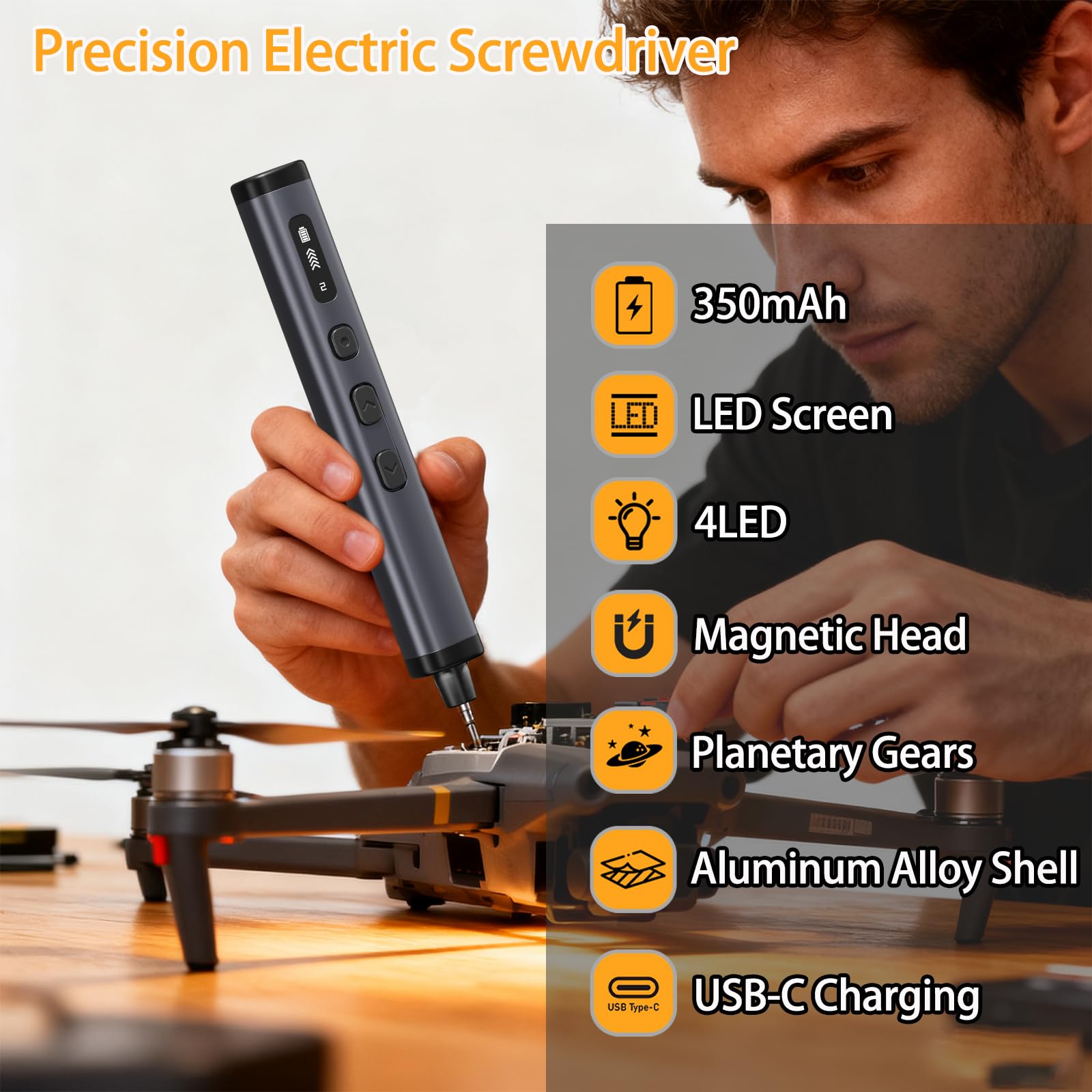 Set di cacciaviti elettrici 78 in 1, cacciavite di precisione, 5 modalità di coppia con 72 punte magnetiche di precisione, cacciavite per telefono, fotocamera, computer, orologio, laptop droni