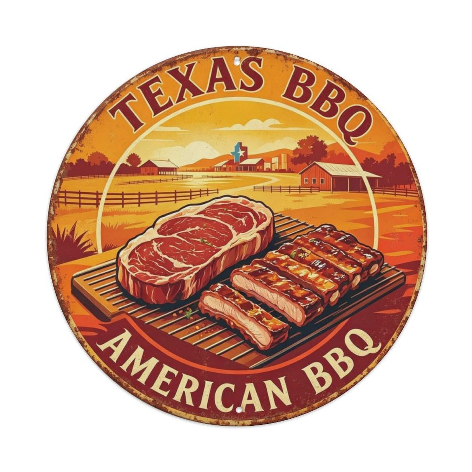 Texas Bbq American Bbq Metal Tin Sign Plaque