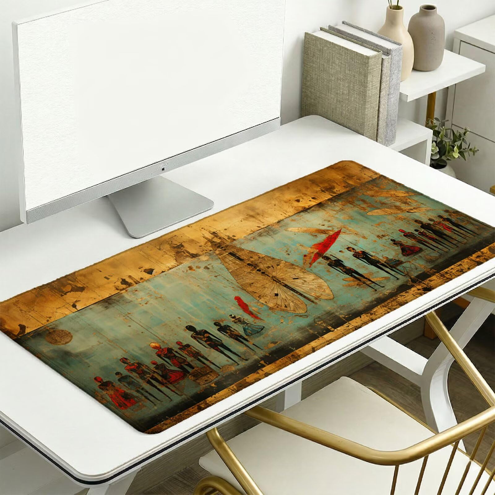 Sottomano Scrivania Grande 1200 x 600 x 3 mm Retro Tappetino Tastiera Computer con Base Antiscivolo e Bordi Cuciti, Protezione Impermeabile, per Lavoro, Casa e PC Gamer, Regali (Nazionalità) L-x2748