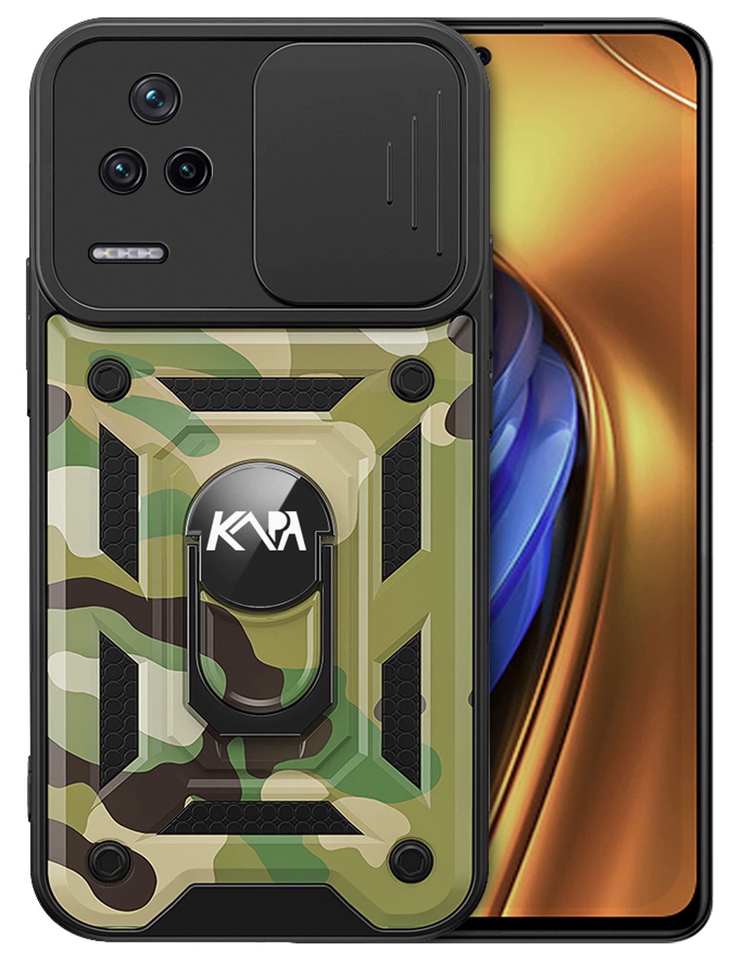 Kapa Tank Back Cover for Poco F4, Ring + Slider Shockproof Lens Protection Case (Green) (B0BBM5XBFP) Amazon Price History, Amazon Price Tracker