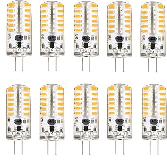 G4 LED Bulbs 12V 3W Bi-Pin LED Light Bulbs 483014 SMD 20W Halogen Bulb Replacement Silicone Coated Shatterproof 220 Lumens 360 Beam Angle AC/DC Warm White, 10 Count Pack of 1