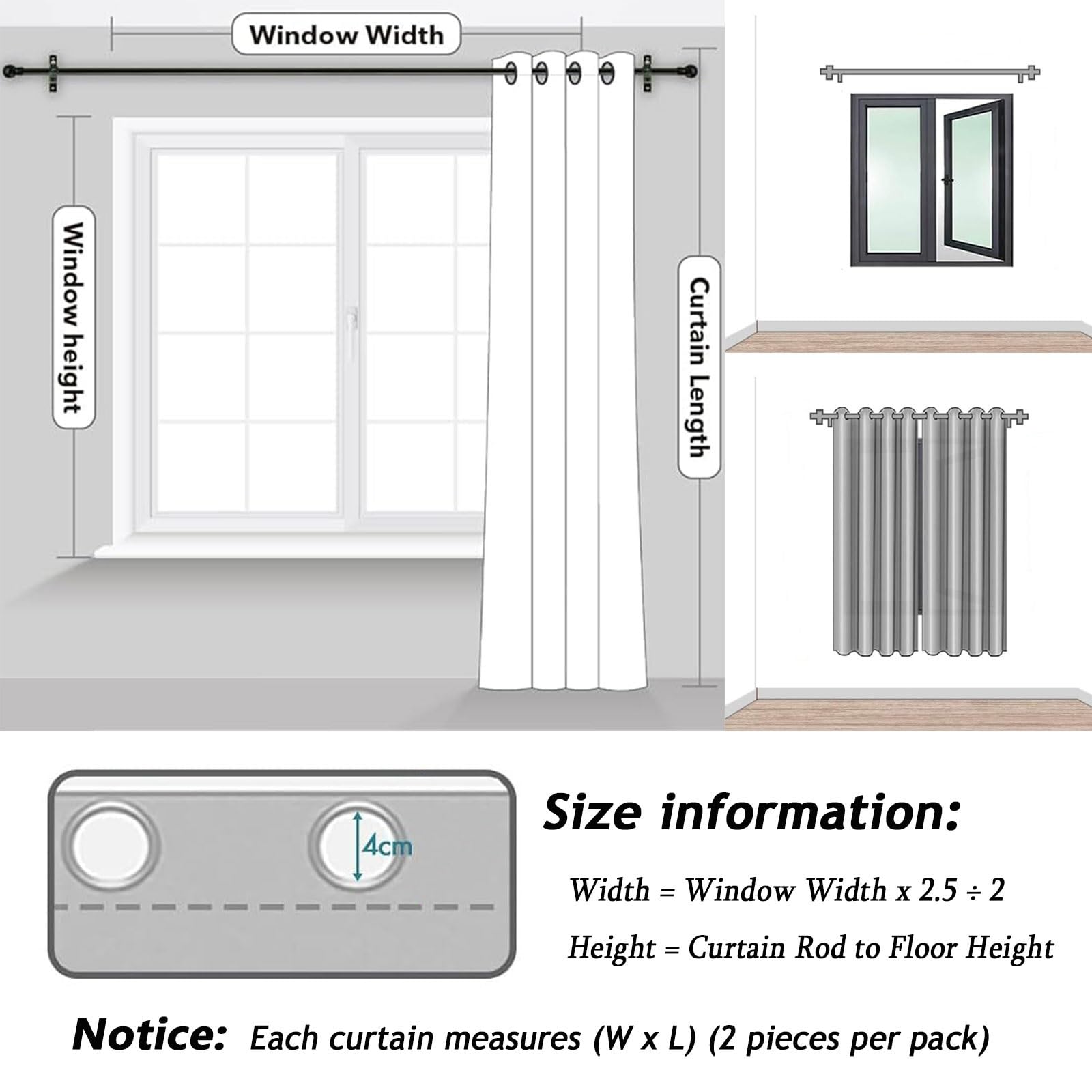 Verdunklungsvorhänge mit Ösen 270 x 270 cm Sonnenschutz Schalldämmung Gardinenschals mit Schlaufen Ohne Bohren Energieeinsparung für Wohnzimmer Schlafzimmer, Creme Farben