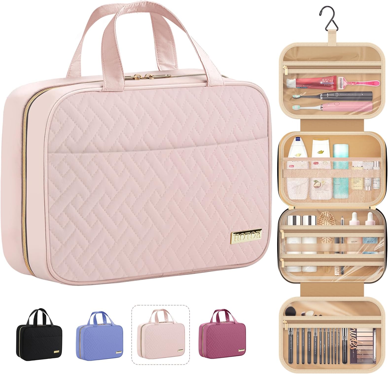 HOTOR Travel Toiletry Bag Toiletry Bag w/Hanging Hook