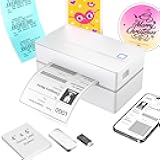 Bluetooth Thermal Shipping Label Printer: 4x6 Wireless Label Maker with Tape for Small Business - Compatible with iPhone, Android, Windows & Mac, Widely Used for USPS UPS Ebay Amazon Shopify, White