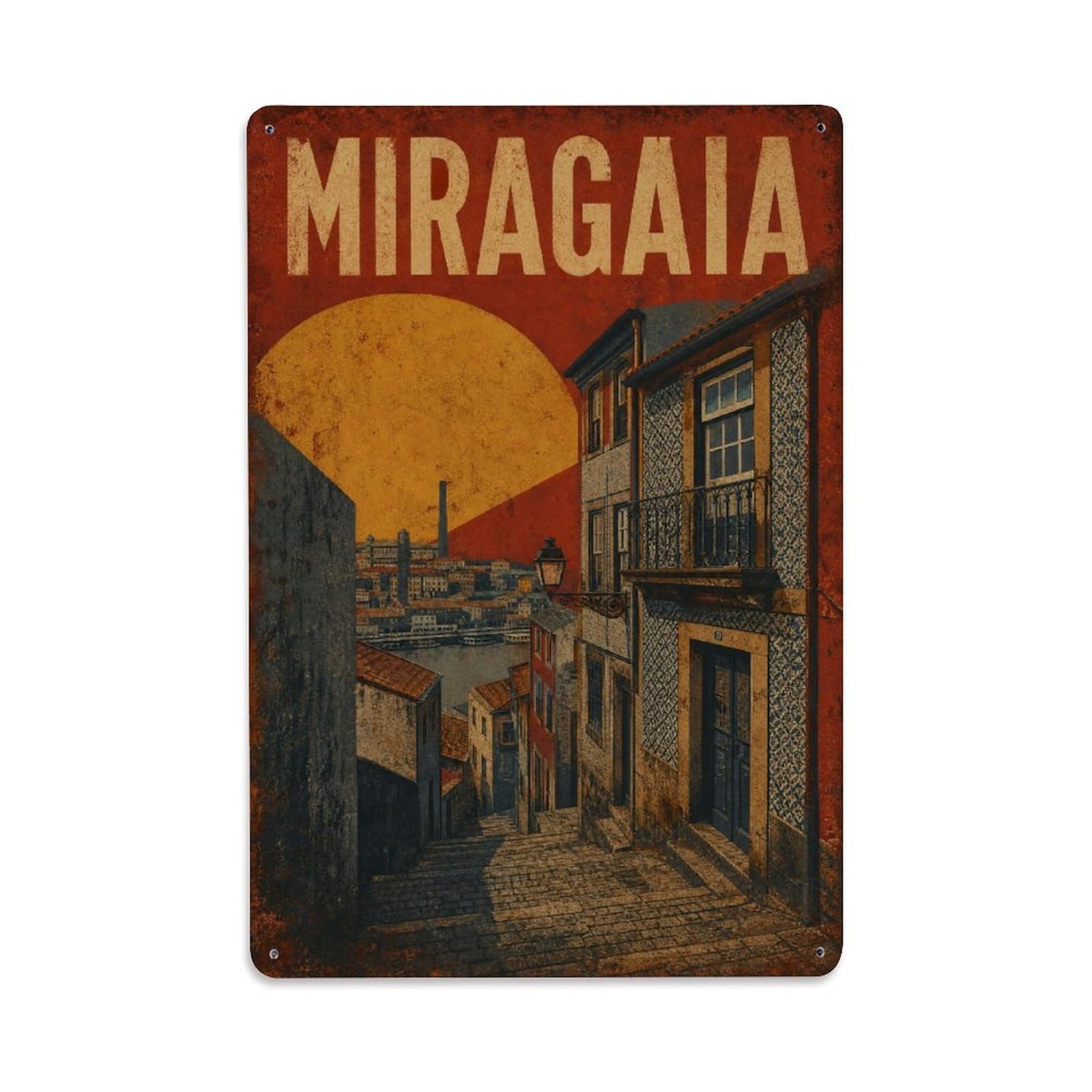 Yrnq 08X12inch Vintage Style Vintage Miragaia Historic Neighborhood Streets Portugal Metal Tin Sign