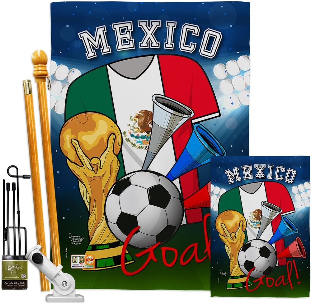 World Cup Mexico Flags Mexican Banner Wall Art Flag Poles For Outside House Stand Outdoor Decorations Garden Tapestry Yard Signs FIFA Gifts Sports Fan Trophy Soccer Game Football Made In USA