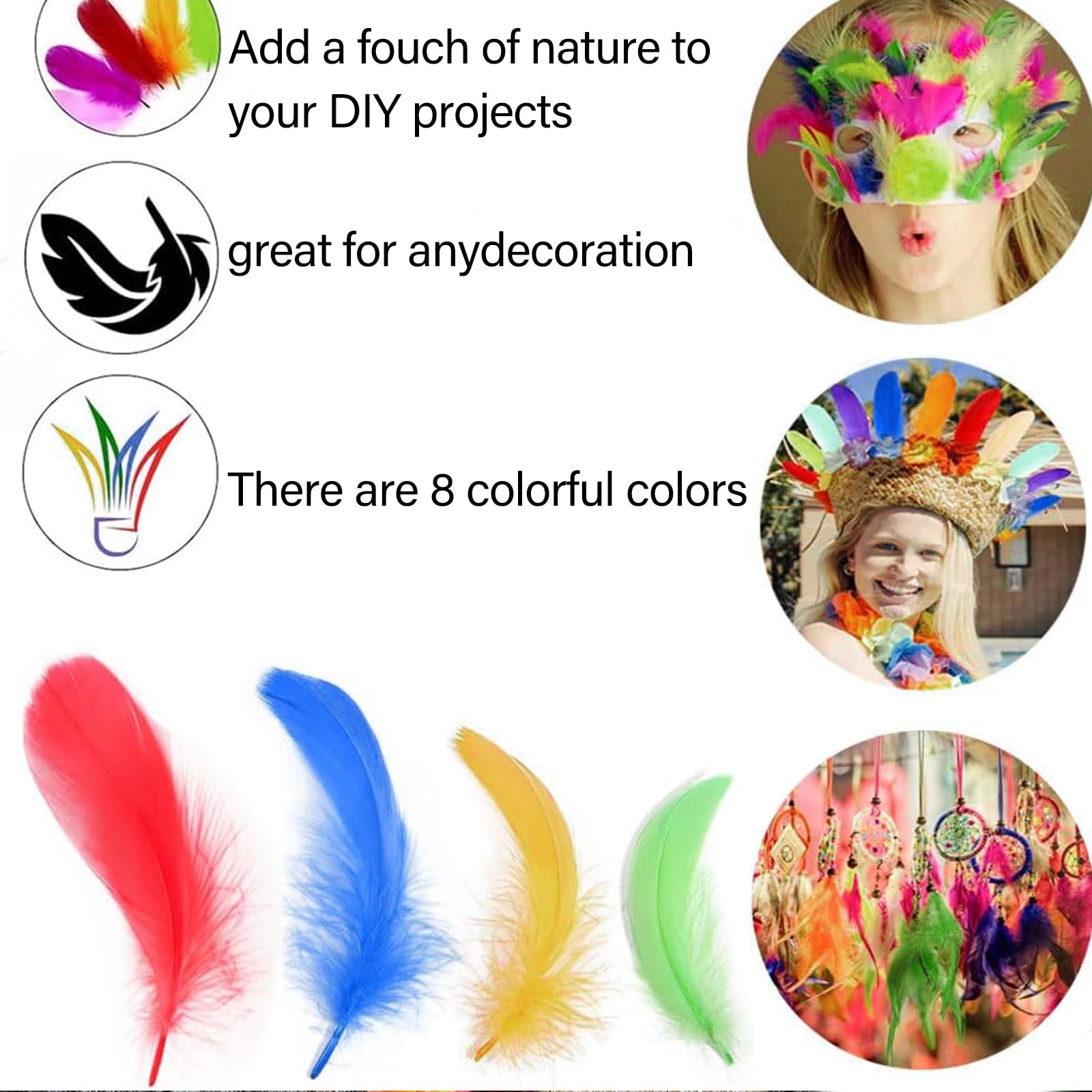 800Pcs Black Rooster Feathers Bulk – 3-5 Inch Natural Craft Feathers For DIY, Wedding, Decor