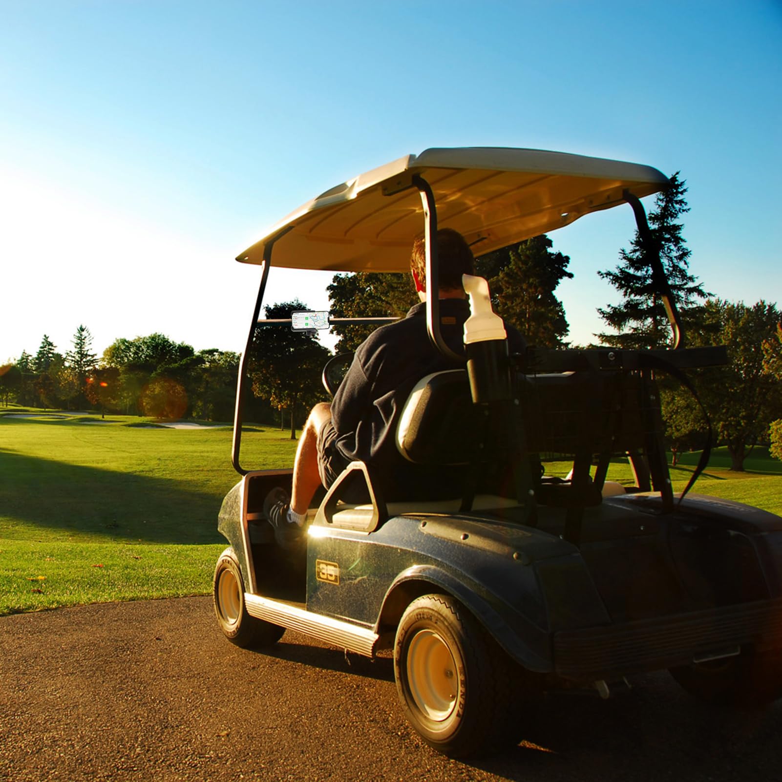 Support de téléphone portable pour chariot de courses, rotation à 360 degrés, compatible avec la plupart des smartphones et étuis de téléphone portable, convient pour chariot de golf, chariot