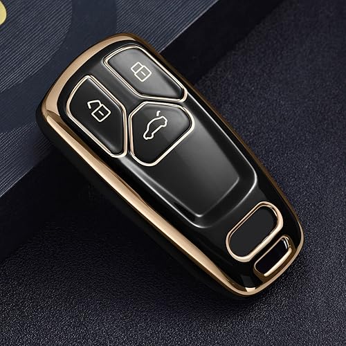 Miniatura 10 de ELOHEI Funda protectora especial de TPU suave para llavero Audi, compatible con Audi A4 Q7 Q5 TT A3 A6 SQ5 R8 S5 Smart Key (cuero rojo)