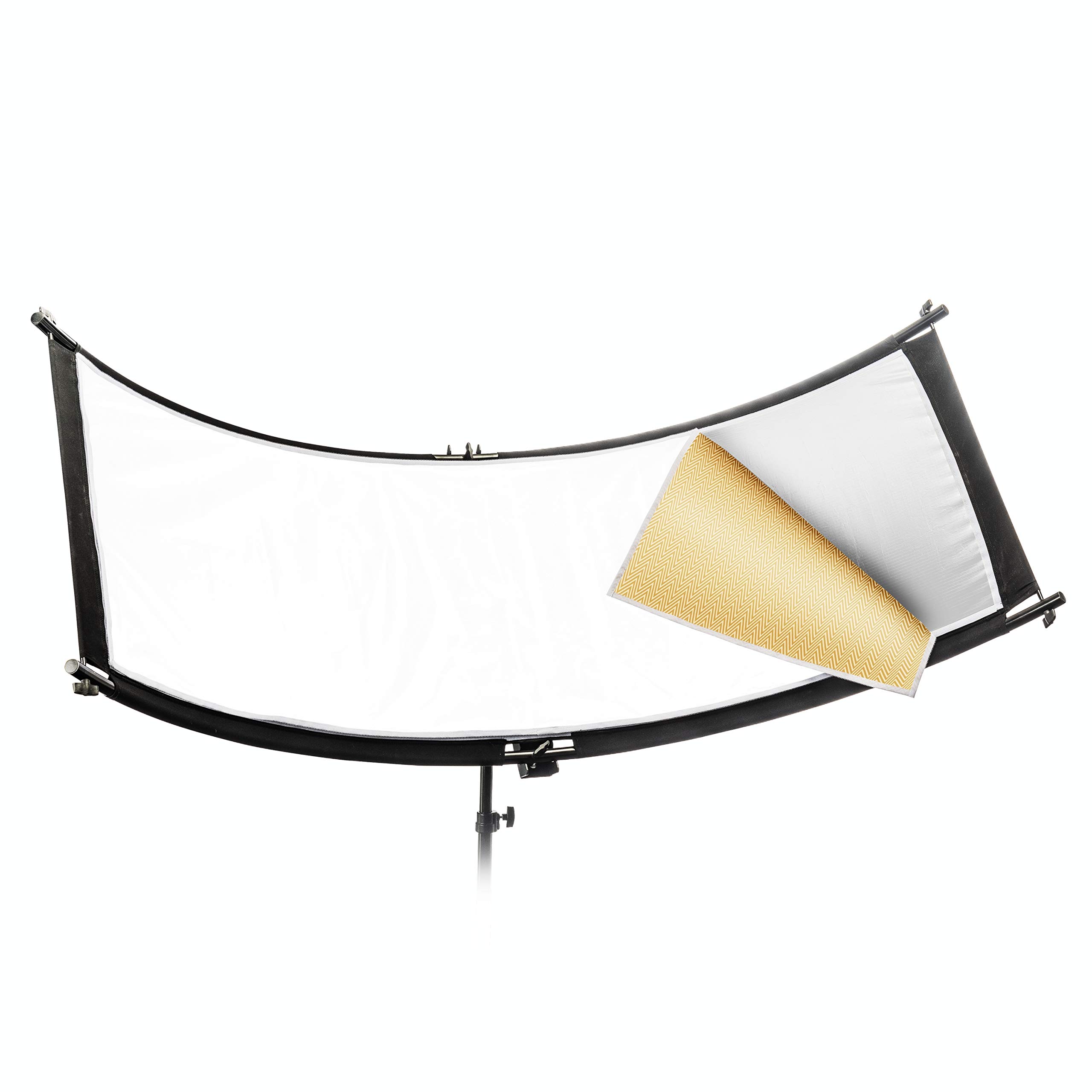 Walimex pro Set di Riflettore curvo a U Halfpipe e Stativo luci WT-806, Modellatore concavo da 150 x 60 cm, color argento/bianco/oro, Treppiede fino a 256 cm per fotografia ritratto
