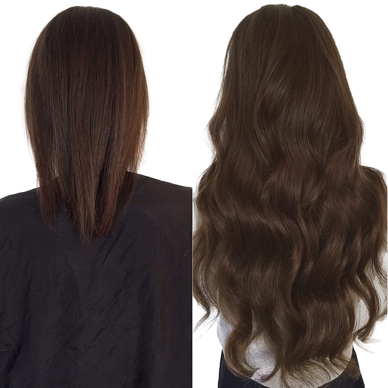 RUNATURE Echthaar Extensions Clip Braun Clip in Extensions Echthaar 40cm 7pcs Braun Extensions Echthaar Clip Seamless Haarverlängerung Naturliches Haar 120g #4 - 3