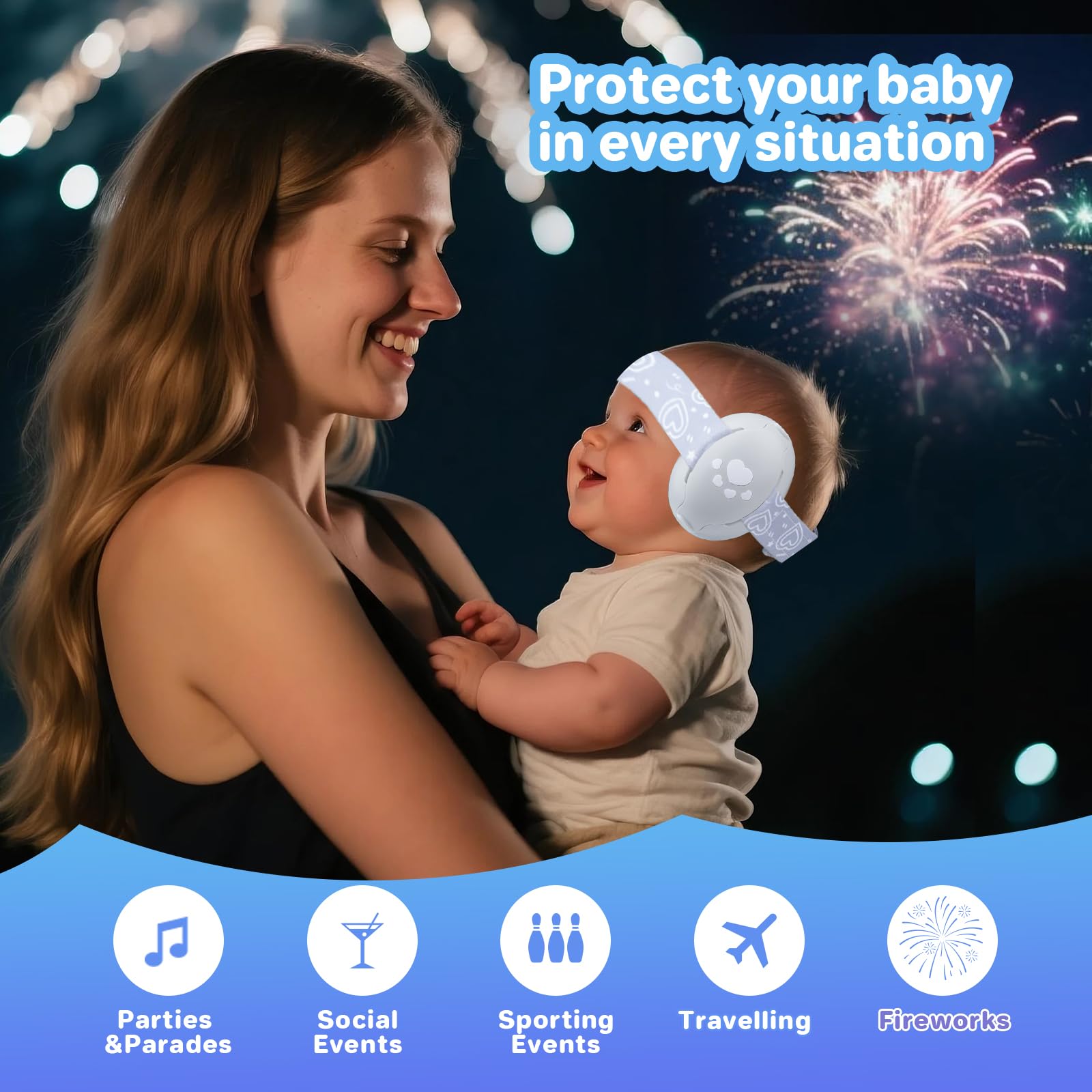 YANKUIRUI Cuffie Antirumore per Bambini con Riduzione del Rumore, Protezione Acustica Professionale per Bambini da 0 a 36 Mesi, Riduce i Danni All'udito e Migliora il Sonno
