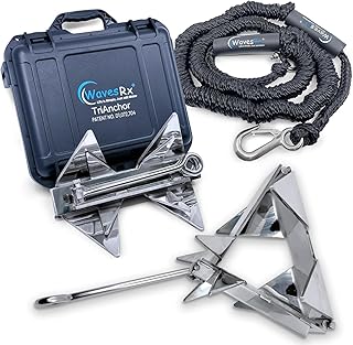 WAVESRX TriAnchor - Stainless Steel Folding PWC & Boat Anchor Kit | Sets Instantly for Effortless Boat & Jet Ski Anchoring...