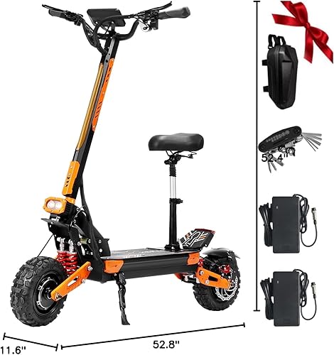 Miniatura 10 de ZSNAKE Patinete eléctrico para adultos 5600 W de potencia de doble motor velocidad máxima 52 MPH 60 V 28 Ah batería de 60 millas de alcance de 11