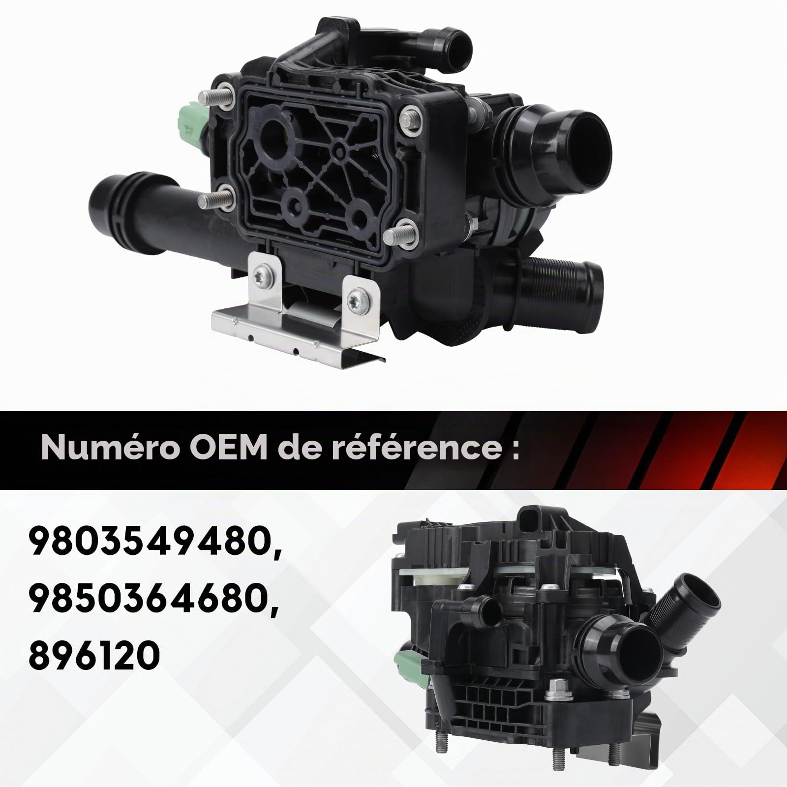 Boîtier thermostatique pour Peugeot 208 308 508, Thermostat Liquide de Refroidissement pour Citroën C3 C4 DS3 DS4 DS5 boîtier thermostatique, 9803549480, 9850364680, 896120