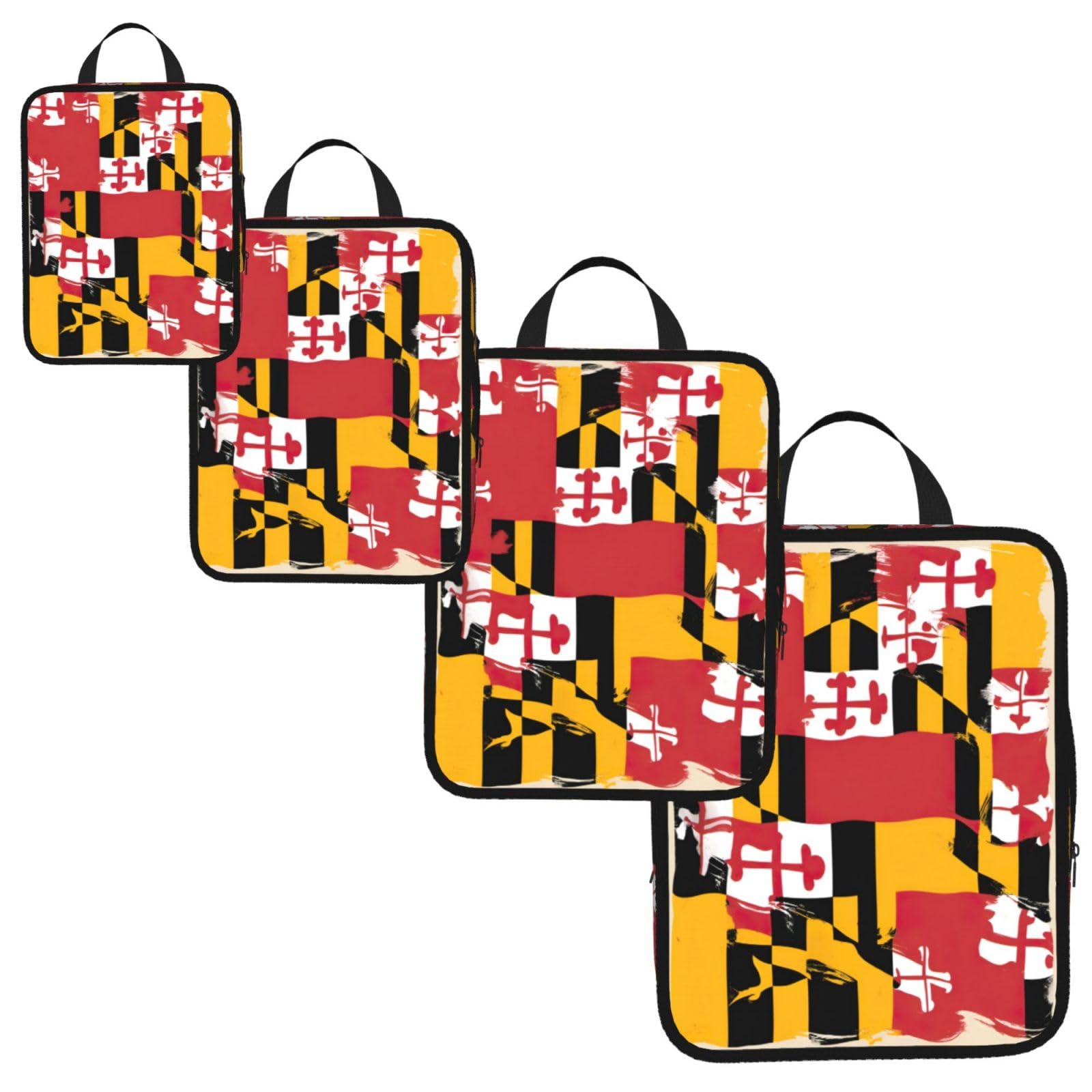 maryland flag Print 4 Set Compression Packing Cubes for Suitcases,Expandable Storage Bag Organizers