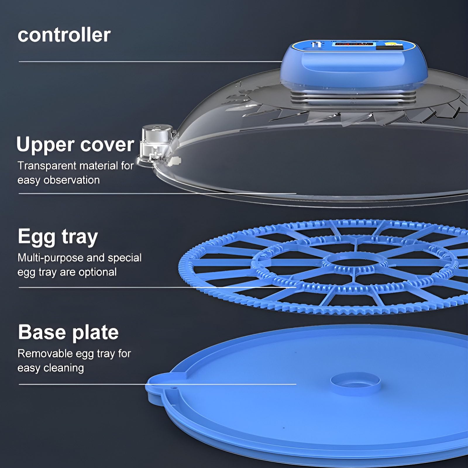 Incubadora de huevos para incubar huevos, volteador automático de huevos con control de humedad, incubadora de aves de corral para pollo, codorniz, pato, ganso, loro, para el hogar, granja