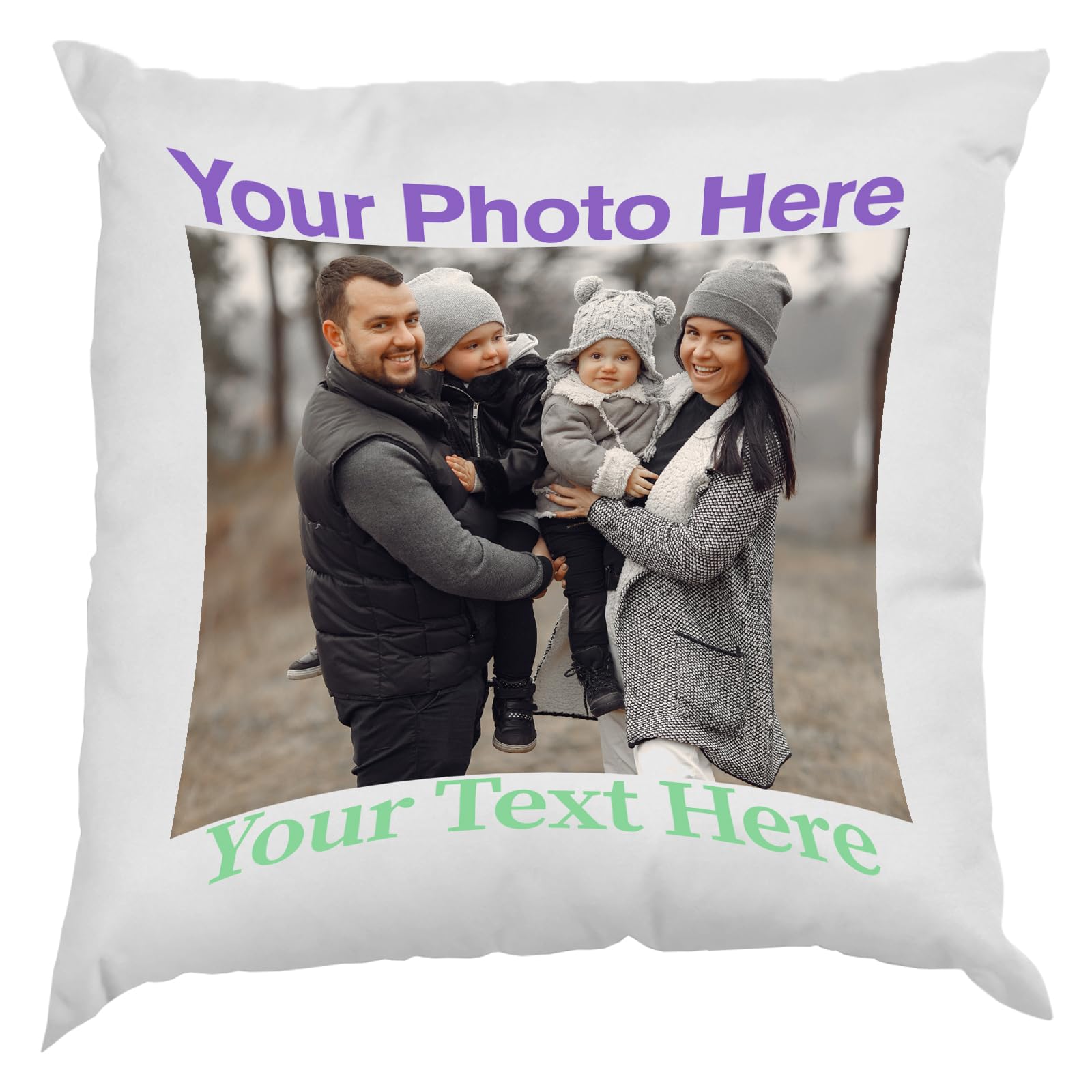 Excudo Trade LTD Personalised Cushion with Custom Photo, Name or Text – Soft Decorative Pillow for Sofa, Square Throw Cushion Cover with Insert for Her, Him or Couple - 2 Side Print