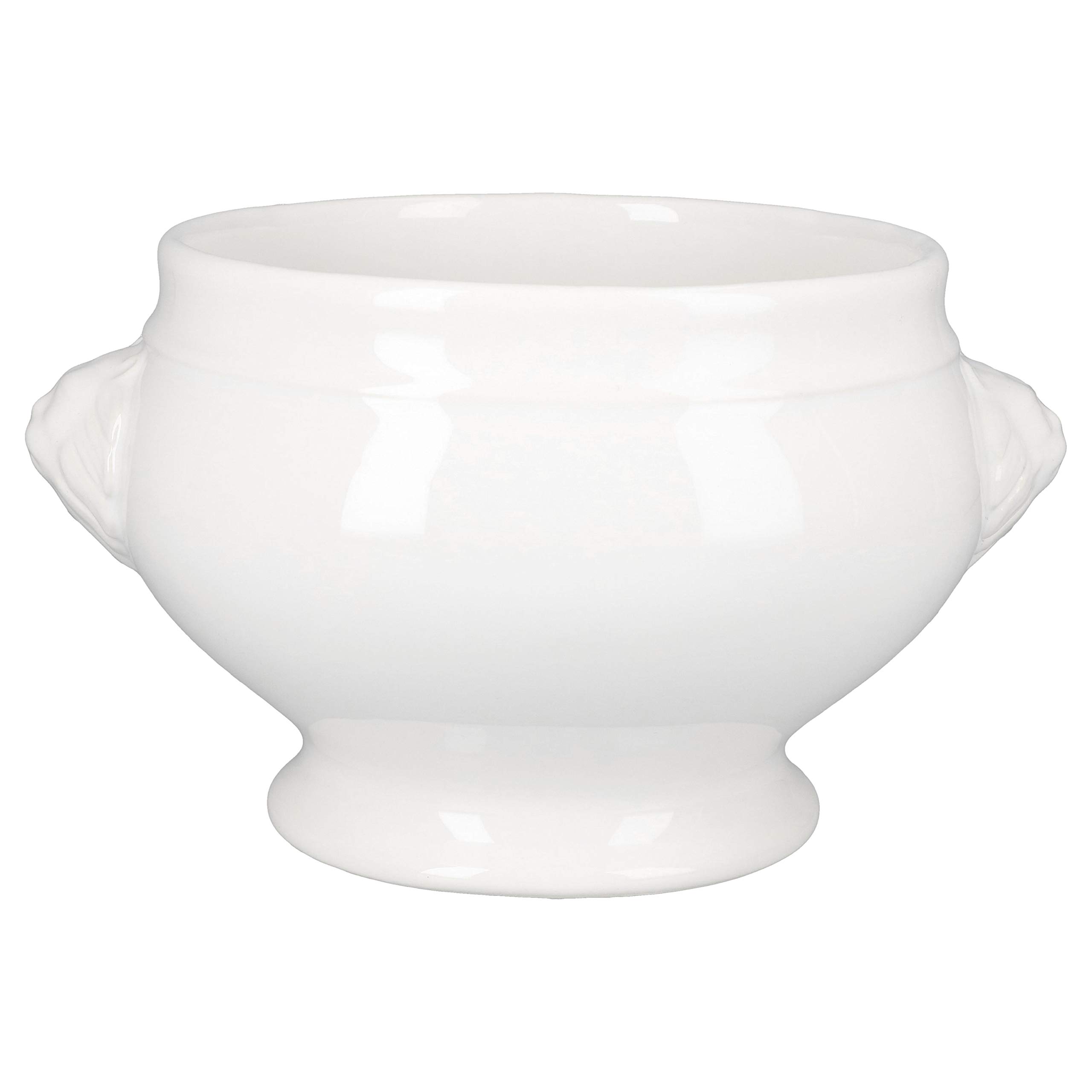MamboCat Leo - Set di 7 tazze da zuppa con testa di leone, 2 l, 6 tazze piccole da 0,25 l, set reale di ciotole da zuppa con testa di leone, in grès bianco