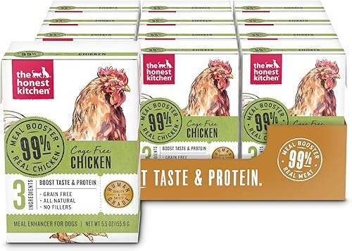 The Honest Kitchen Potenciador de comida sin granos de grado humano 99% pollo (paquete de 12), 5.5 oz