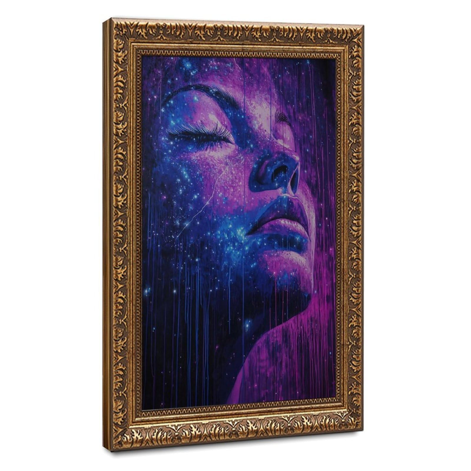 Bareronor Galaxy Face Canvas Poster Bedroom Decor Landscape Office Room Decor Gift 24" L X 36" W