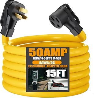 15FT EV Charger Adapter Cord Compatible with NEMA 10-50P to 14-50R, 50 Amp Stove Range to EV for Level 2 Charging, Only for 3 Prong Older Stove Range Outlet, STW 8 AWG/3C, ETL Listed