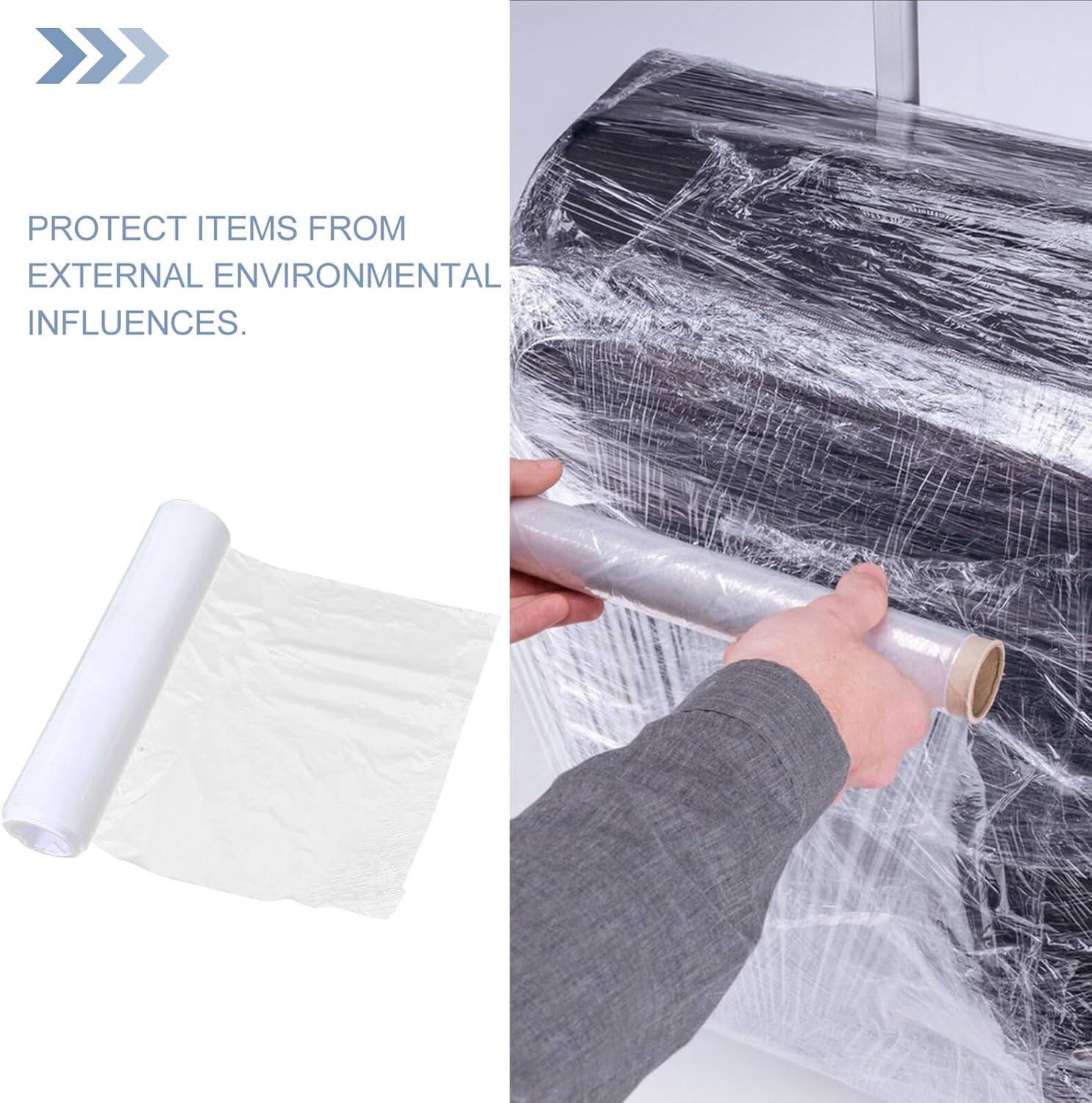 Stretch Film Roll 45cm Wide Packing Cling Wrap Industrial Strength Self-Adhesive Wrapping Film for Shipping Moving Packaging