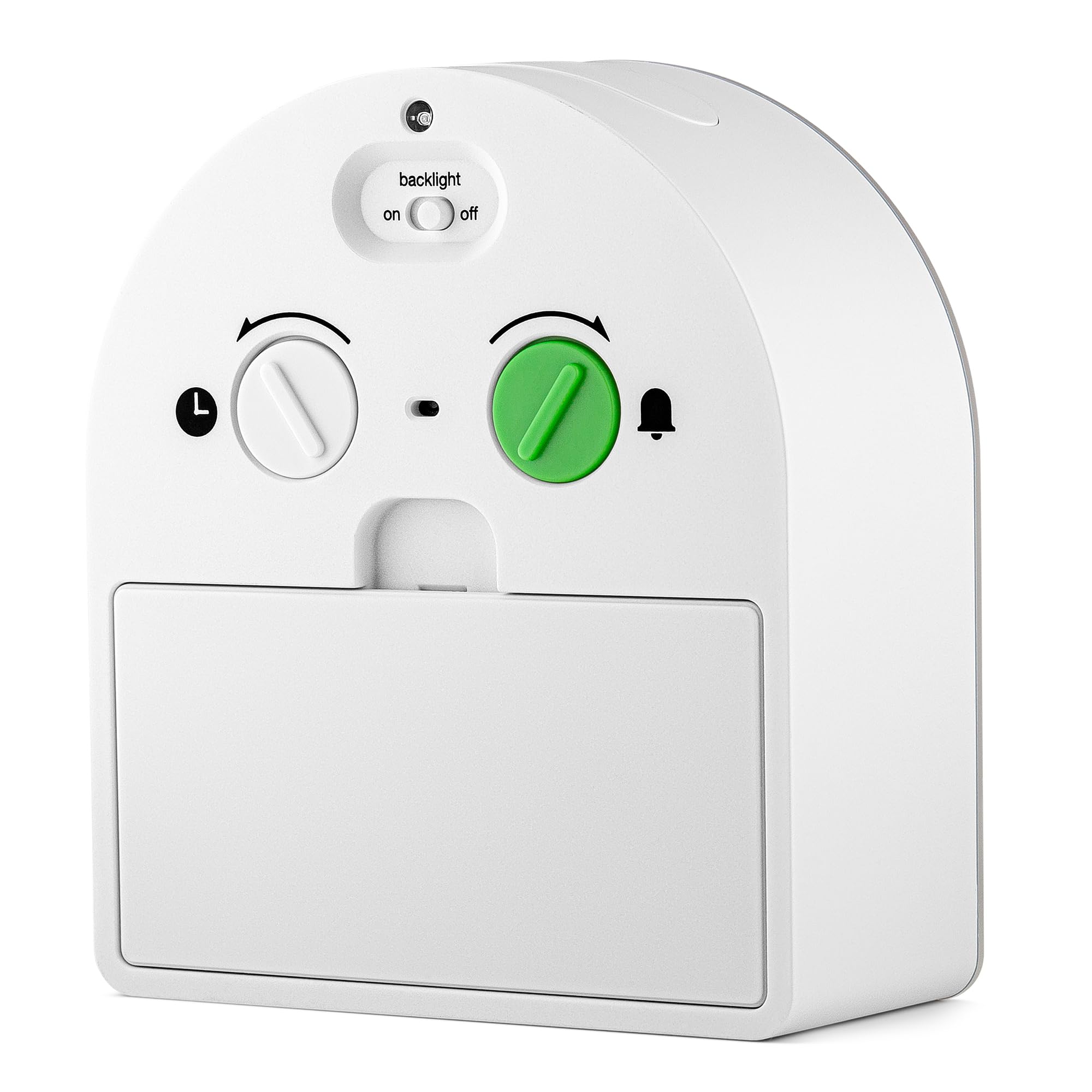 Braun Reloj Despertador de Aprendizaje analógico retroiluminación Continua y de suspensión, manecillas silenciosas, Esfera fácil de Leer, Alarma Sonora in Crescendo en Blanco, Modelo BC22TW.