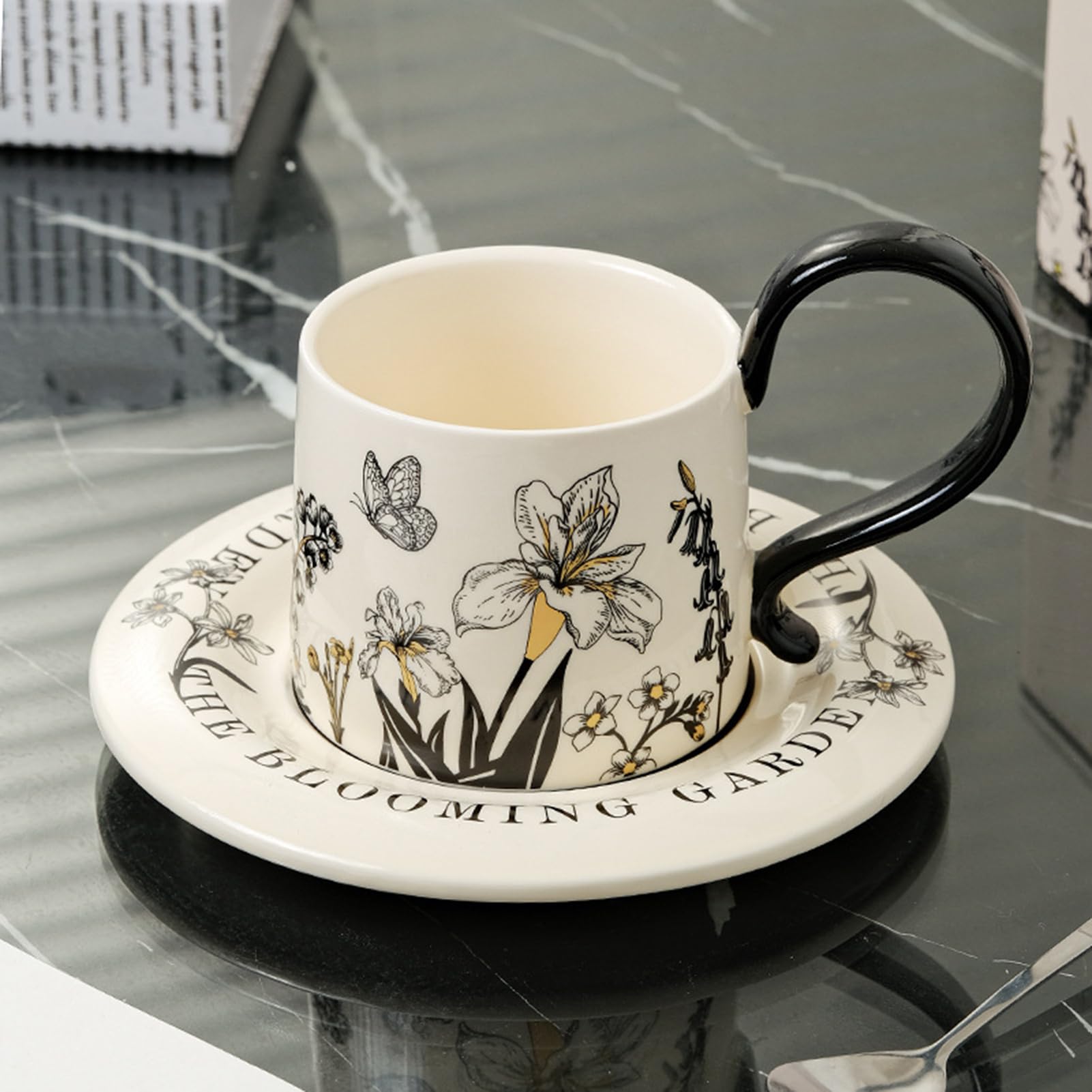 Ceramiczny Kubek do Kawy Zestaw Naczynia do Picia 260 ml ze Spodkami i | Ceramiczne Kubki Do Cappuccino Do Koktajli Mlecznych Soku I Piwa Prezenty Dom I Kuchnia Urodziny Święta