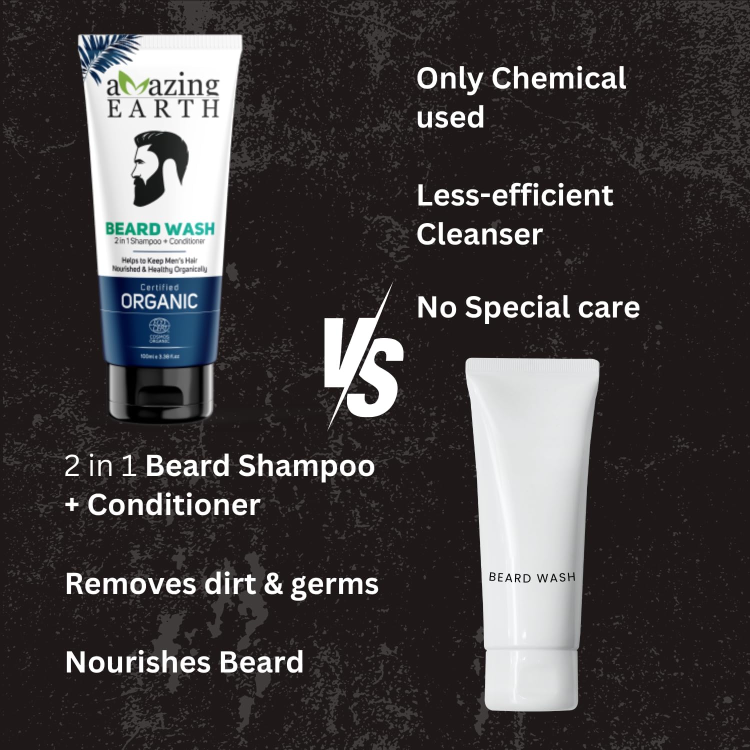 Amazing Earth Organic Beard Wash, 2-in-1 Shampoo and Conditioner, Nourishing And Conditioning Pack of 5 100 ml Each 1