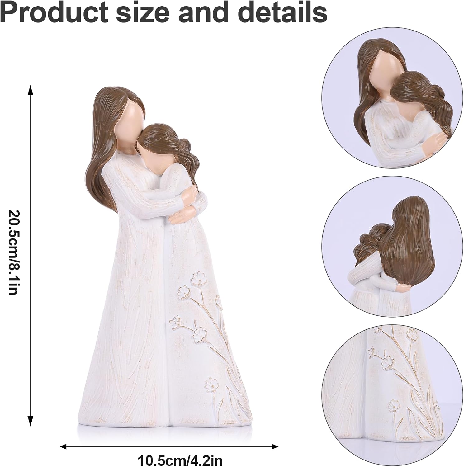 Mother Daughter Figurine – Hand-Painted Resin Mom and Daughter Hugging Sculpture, Sentimental Mother of the Bride Gifts from Daughter, Meaningful Mother's Day Keepsake and Emotional Gifts for Mom - Image 2