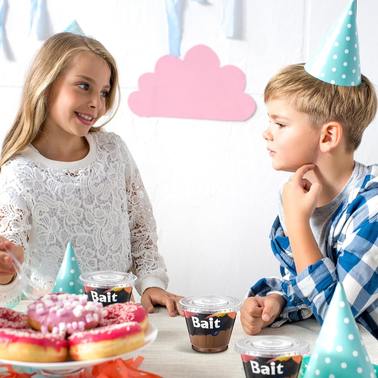 100 Pcs Fishing Party Favors 8/9 oz Bait Cups with Lids Disposable Bulk Plastic Bait Cups for Water Wine Coffee Cake Fishing Birthday Baby Shower Favors Decor (Clear,9 oz) - Image 5