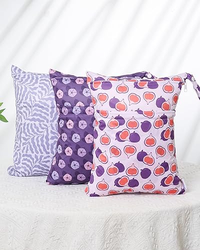 Miniatura 23 de ALVA BABY - 2 bolsas para pañales de tela húmedos y secos, impermeables, reutilizables, con dos bolsillos con cremallera, para viajes, playa, 01