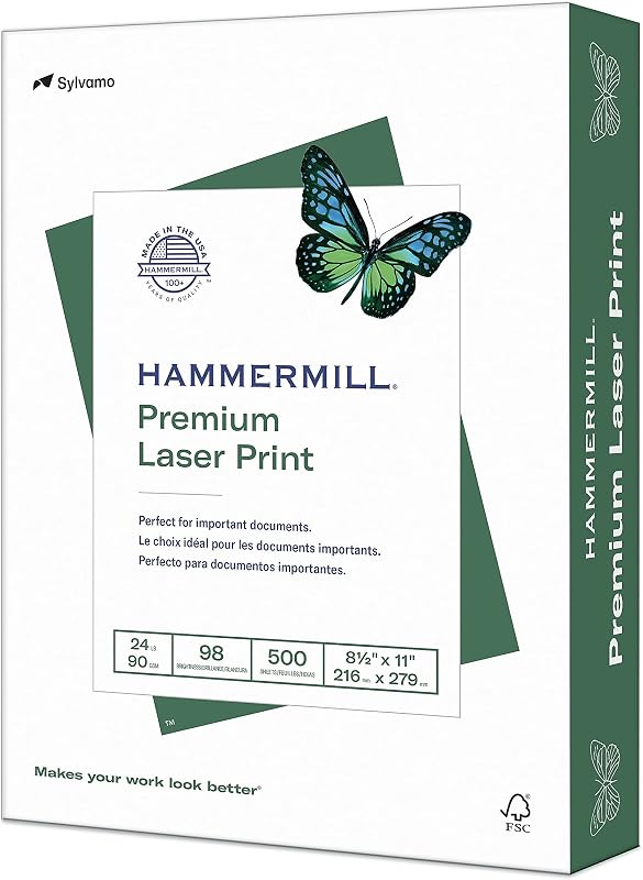 104604 Laser Print Office Paper, 98 Brightness, 24lb, 8-1/2 x 11, White, 500 Sheets/Rm (HAM104604)