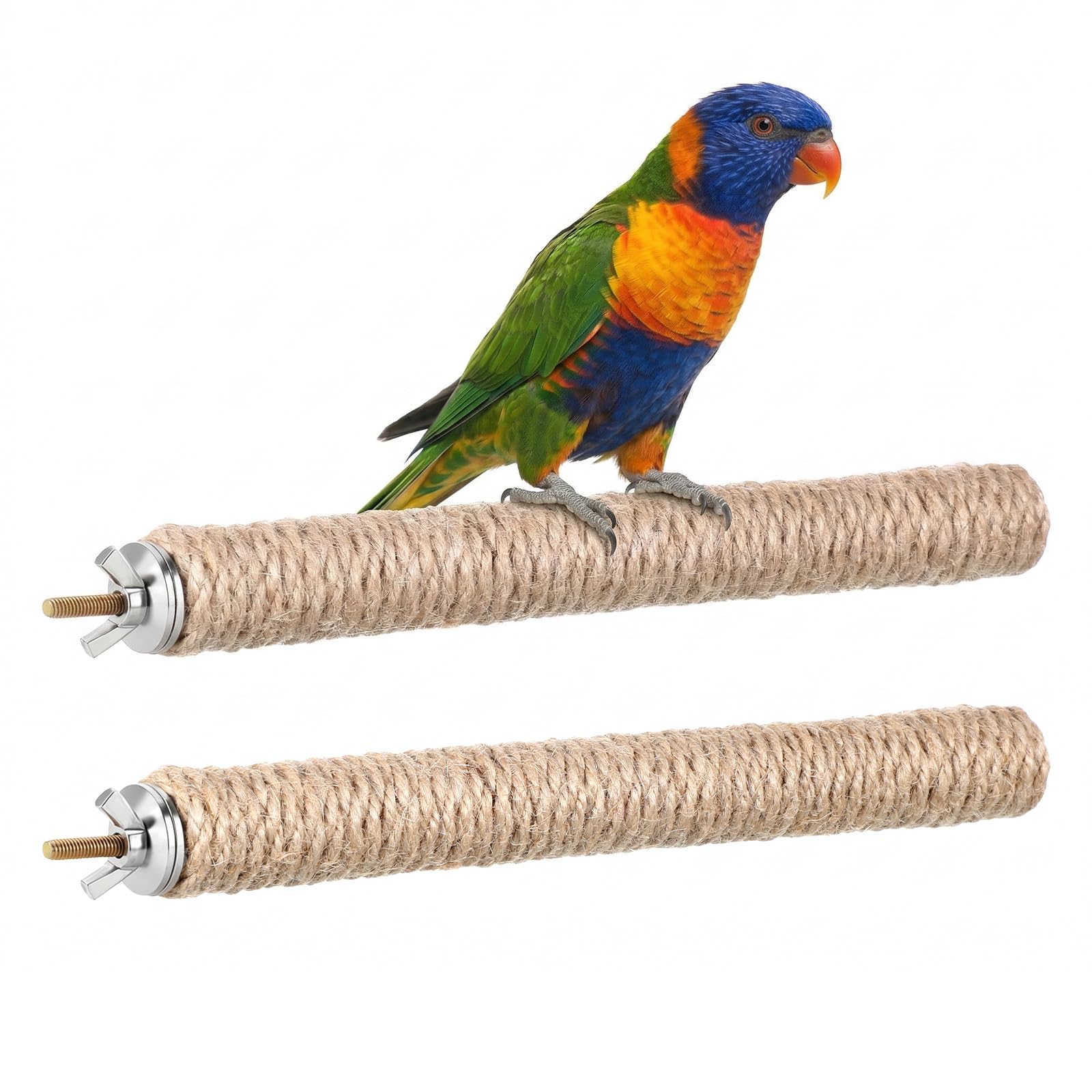 2 PCS Bird Perches for Cage Parrot Perch Natural Bird-Perches with Rope Wood Parrot Perch Stand Rope Perches for Bird-Cages Accessories for Parakeet Cockatiel Budgie Conures Lovebirds