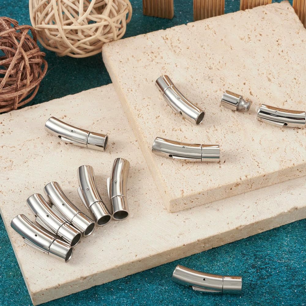 Lot de 10 à 20 fermoirs à baïonnette en Acier Inoxydable, Trous de 3/4/5/6 mm, fermoirs à Pression pour Bracelets en Cuir, Accessoires de Fabrication de Bijoux