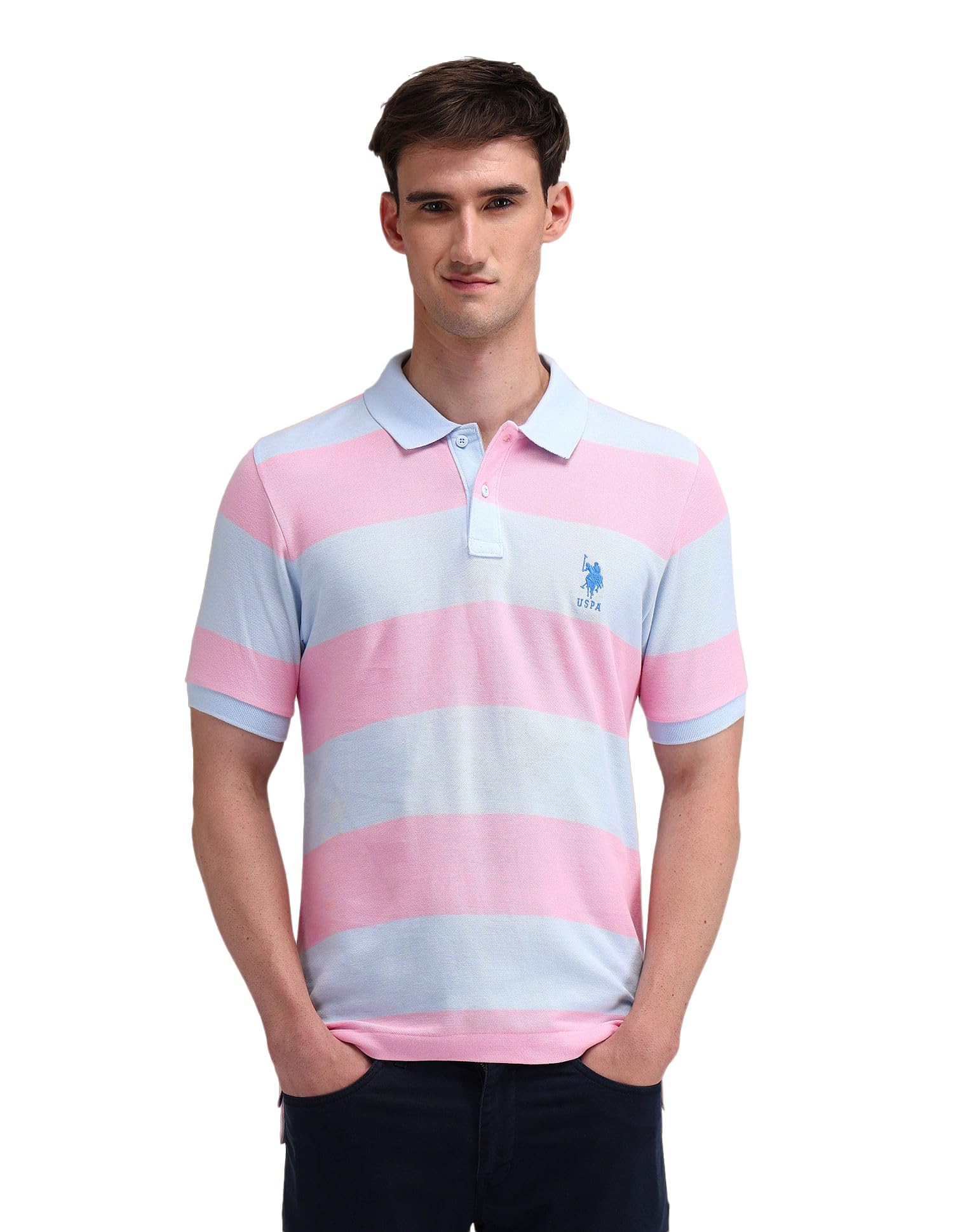 us polo ass. Men's Light-Blue Striped Collared Neck Half Sleeve Casual Cotton Regular 1605 Polo Shirts (USTSH2120_Light-Blue_3XL)-picture-19
