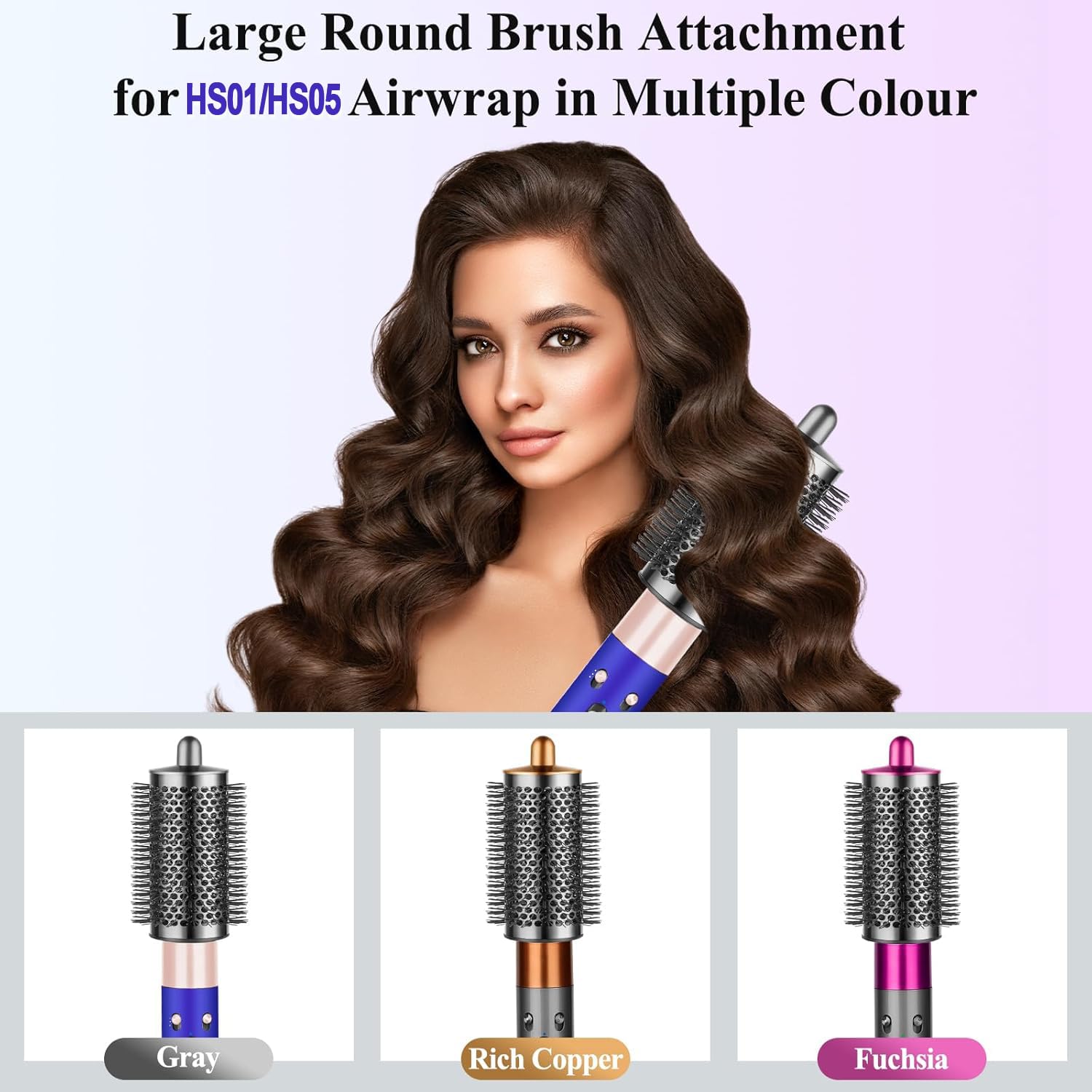 Spazzola volumizzante rotonda grande per Dyson Airwrap adatta HS01/HS05 | Blowout e riccioli rimbalzanti | Sollevamento delle radici + asciugatura più rapida | Non compatibile con asciugacapelli Dyson
