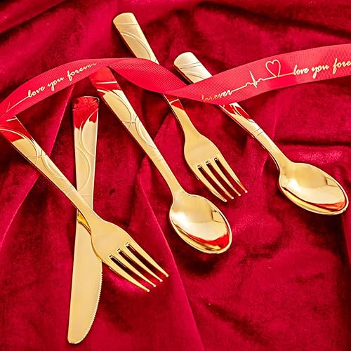 Miniatura 6 de WELLIFE Juego de cubiertos de plástico dorado de 180 piezas, 60 tenedores dorados, 60 cucharas doradas, 60 cuchillos dorados, cubiertos de plástico
