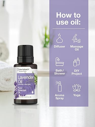 Miniatura 4 de Horbaach Aceite esencial de lavanda puro | 0.51 onzas líquidas | para piel, cabello, difusor, baño, aromaterapia, jabón y velas