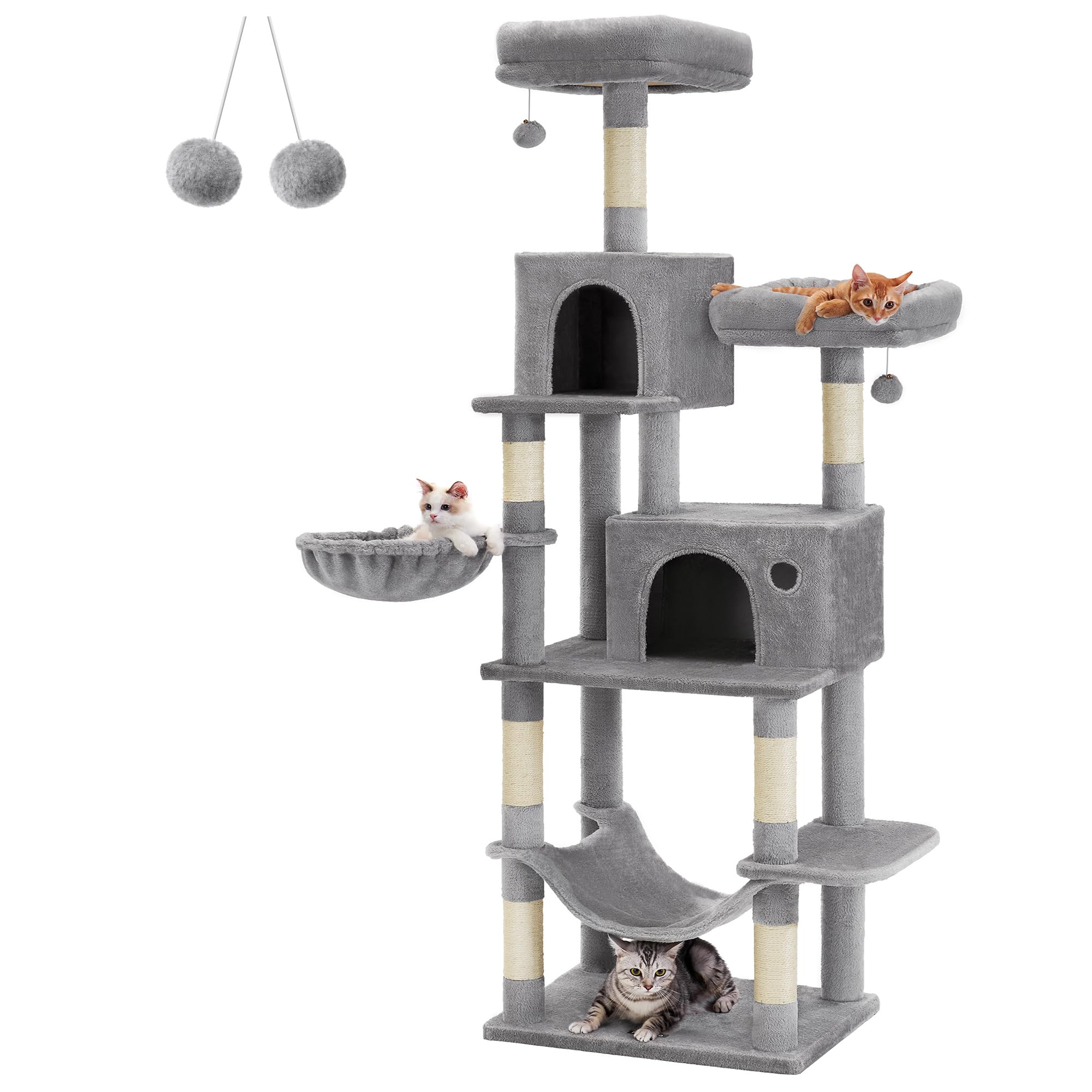 Amazon | FEANDREA キャットタワースリム 猫タワー 大型猫 据え置き 省