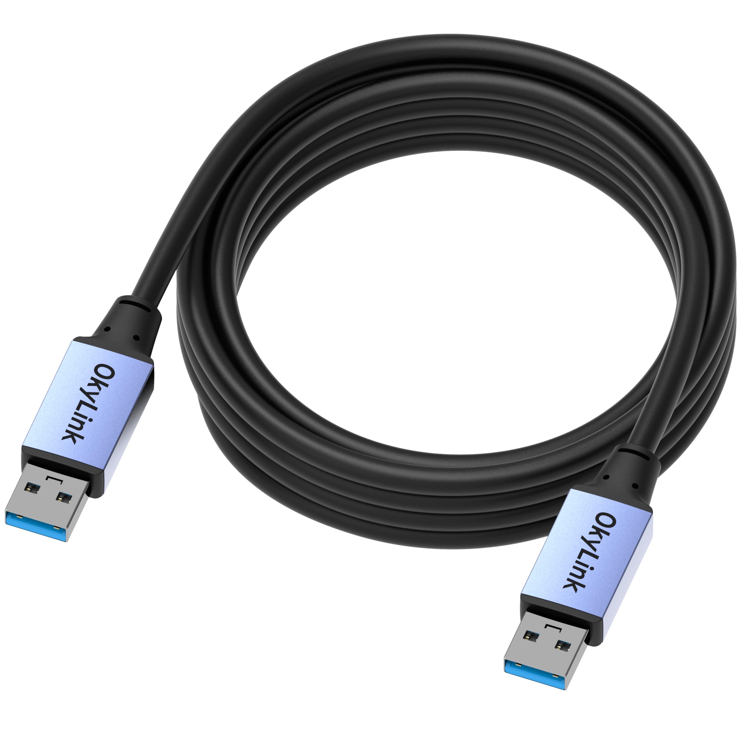 OkyLink 3M USB 3.0/3.2 Gen 1 kabel do transmisji danych, wtyczka A na wtyczkę A 5 Gbps z aluminiową obudową do drukarek etykiet, urządzeń biurowych
