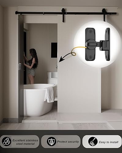 Miniatura 5 de Pestillo y cerradura de puerta de granero de 90180 grados, pequeños cierres de puerta abatible, cerradura de puerta corrediza de seguridad para