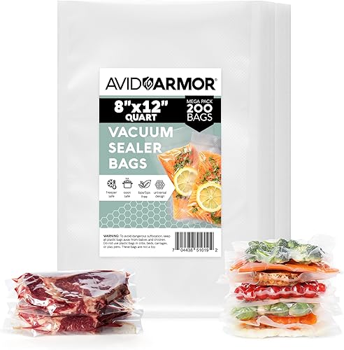 Avid Armor Bolsas selladoras al vacĂo de 200 unidades paquete a granel de 8 x 12 pulgadas para ahorro de alimentos selladores de vacĂo de sellado de Avid Armor Bolsas selladoras al vacĂo de 200 unidades paquete a granel de 8 x 12 pulgadas para ahorro de alimentos selladores de vacĂo de sellado de