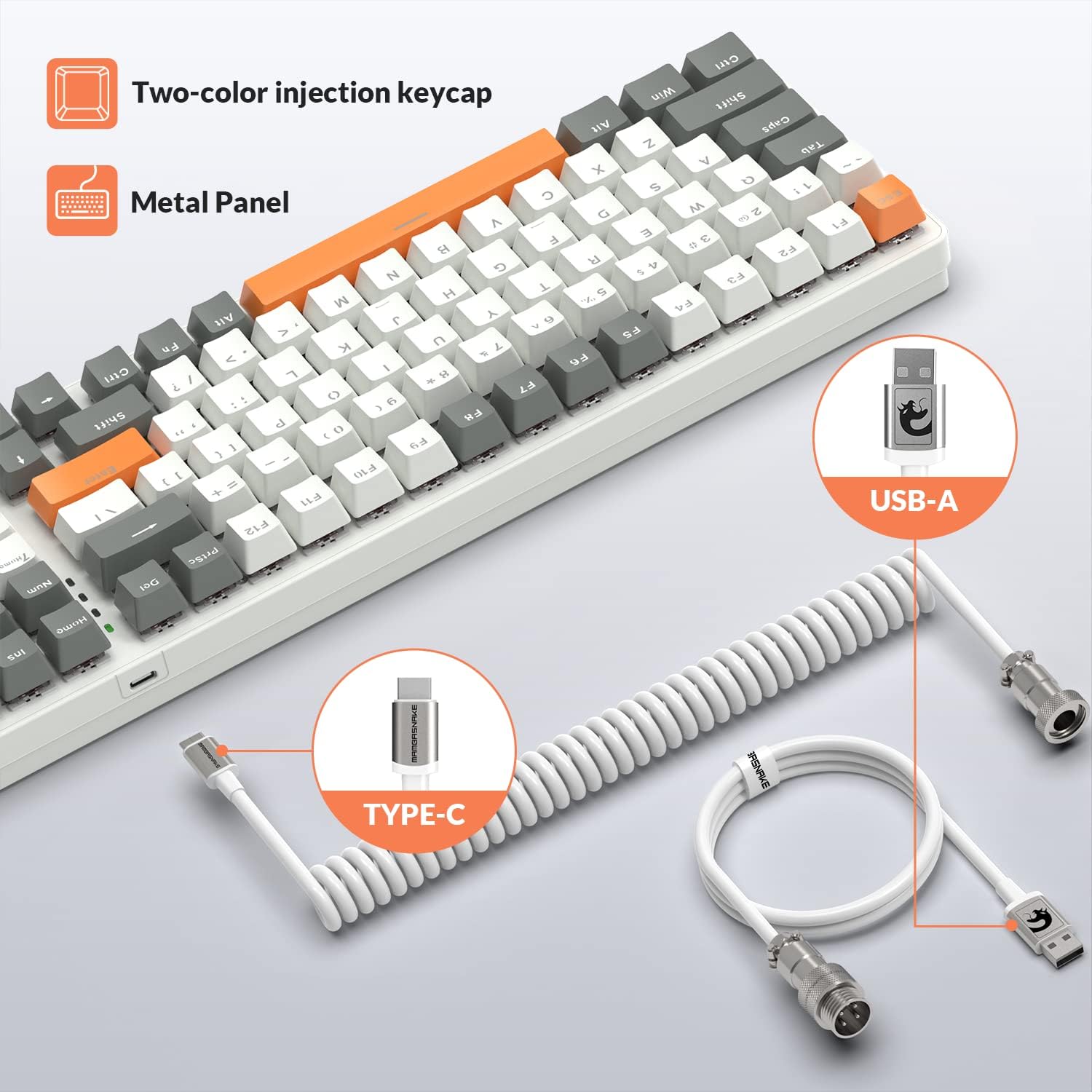 ZIYOULANG K3 Mechanical Gaming Keyboard and Mouse Combo - 98Key RGB Backlit Blue Switch, Ultra-Light Honeycomb Shell Mouse, Compact Design, Wired Coiled Cable for PC/Mac/Windows (White)