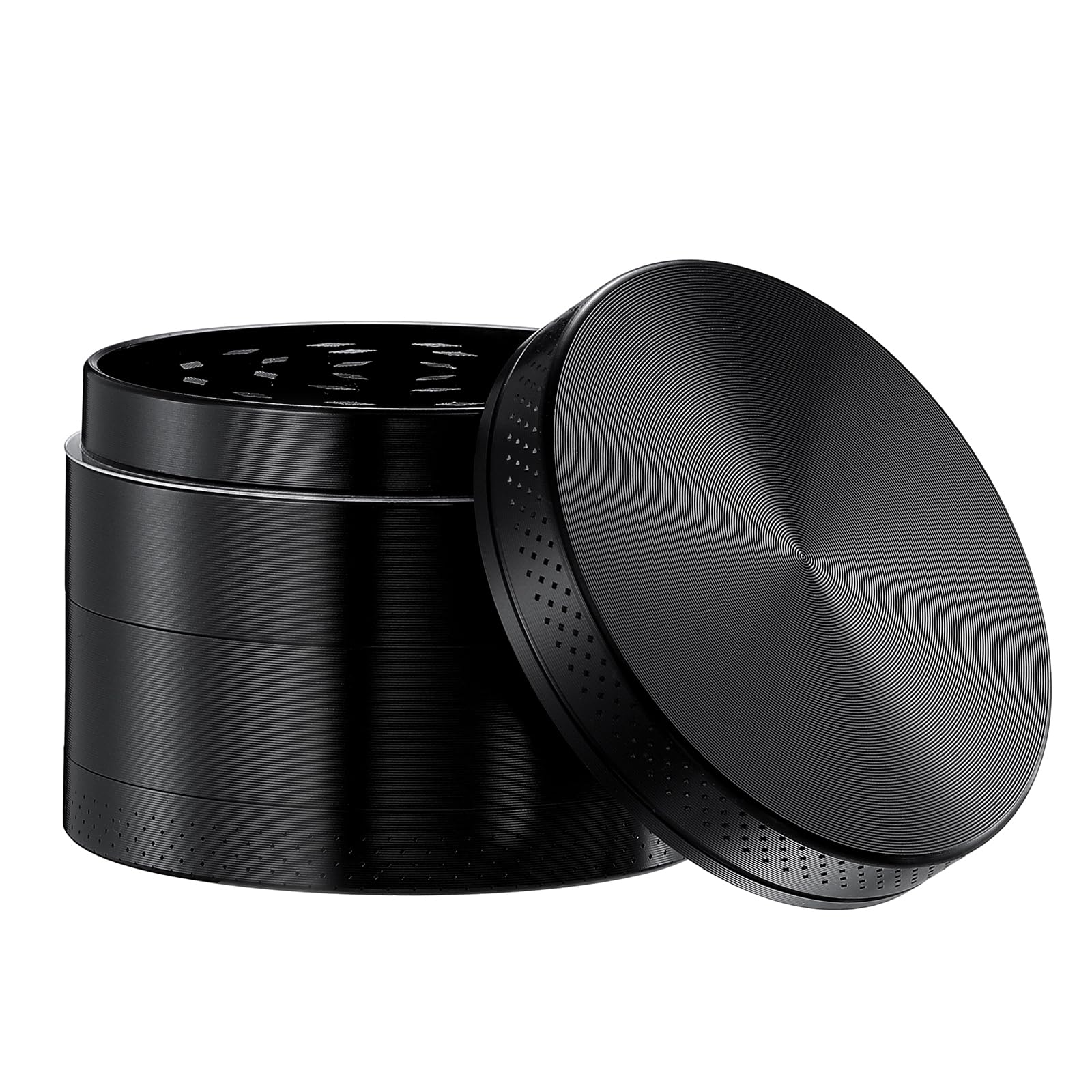DCOU Zink-Legierung Presse mühle mit Siebgrinder robuste Zamak-Legierung Mahler Quetsche Gewürze Schleifer Ø55mm 4-teilig