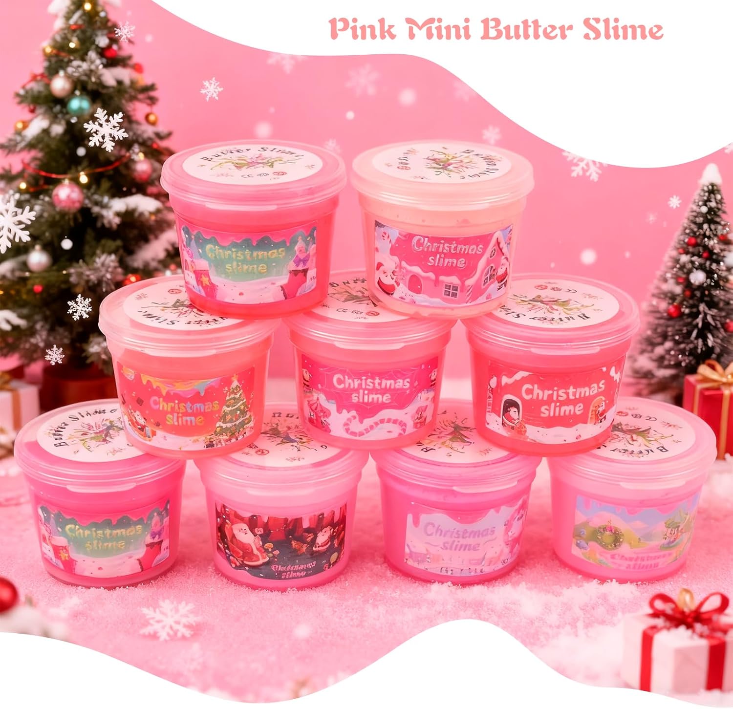 48-Pack Mini Christmas Butter Slime, Festive Scented Putty for Kids, Non-Sticky & Soft Texture, Stocking Stuffers for Xmas Party Favors, Stress Relief Toys (Assorted Holiday Designs)
